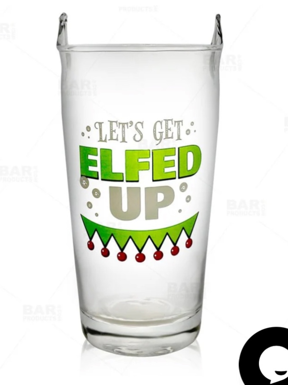 Let's Get Elfed Up Pint Glass - Holiday Green/Red 16oz